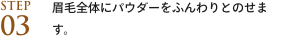 step03 眉毛全体にパウダーをふんわりとのせます。